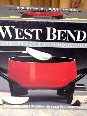 West Bend Vintage 2-Qt Electric Fondue Pot Red Mid-Century Retro